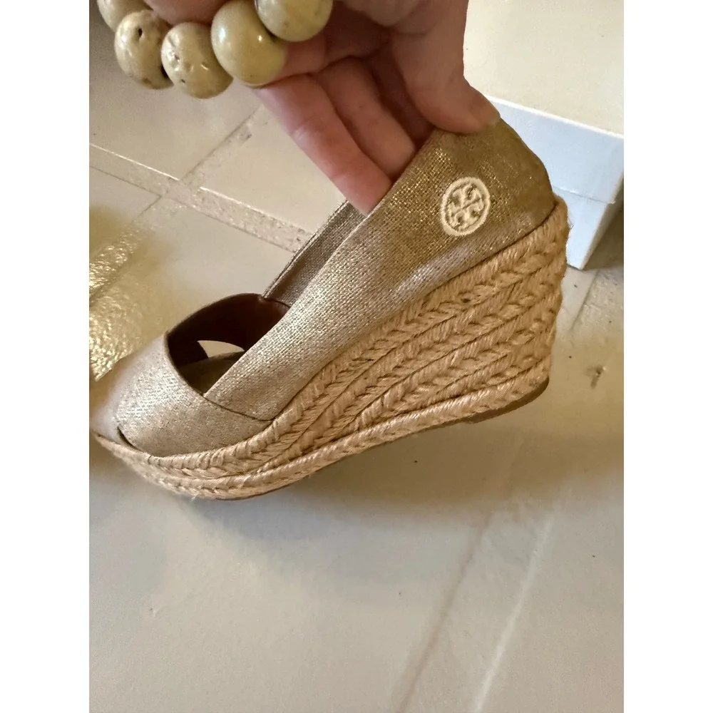 Tory Burch Filipa Espadrille Wedge Sandals Peep Toe Size 9